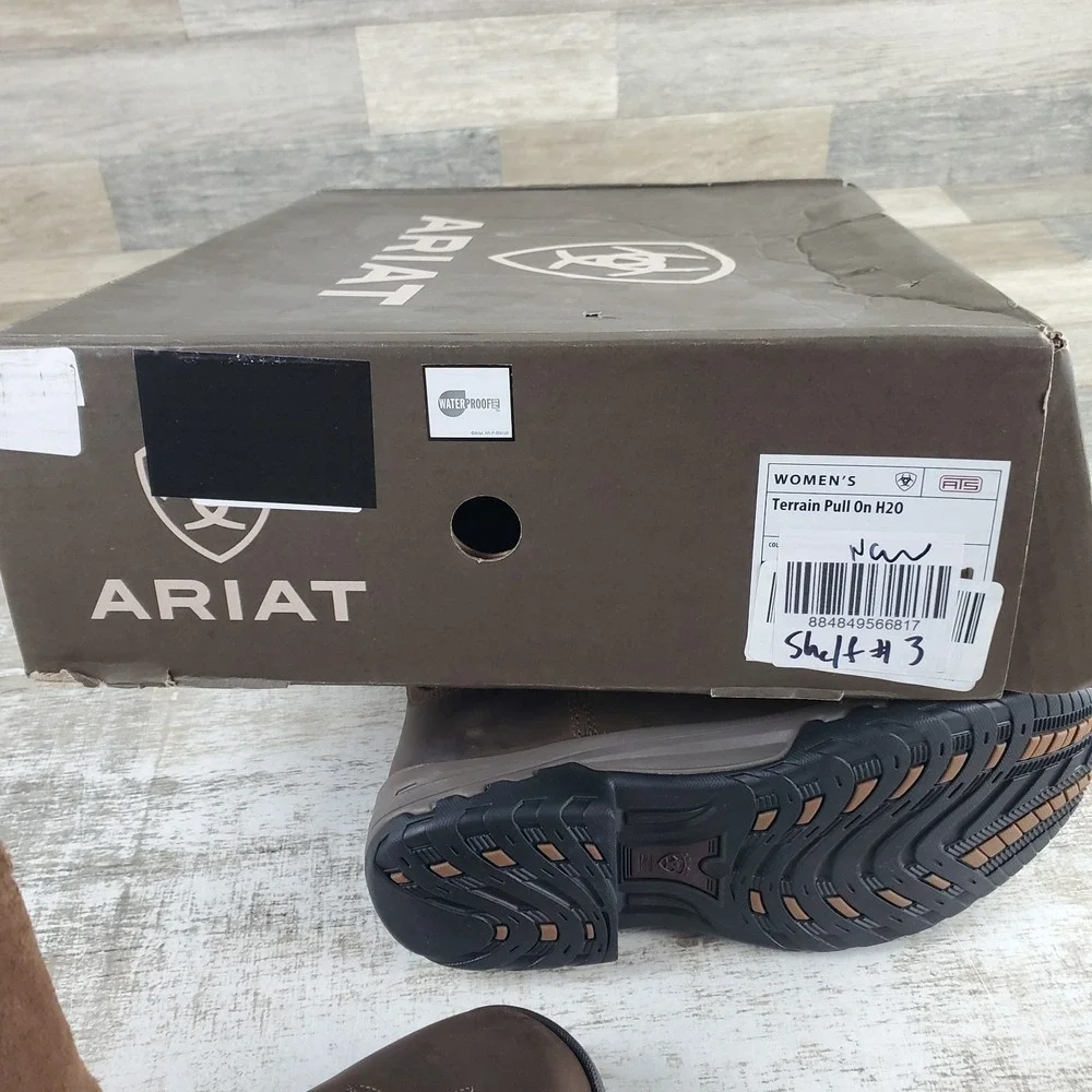 Ariat Terrain H20 Womens Boot Sz 8 B Distressed Brown Pull On Waterproof Outdoor